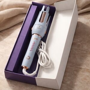 Light Blue 2-in-1 Auto Curler and Straightener for Women